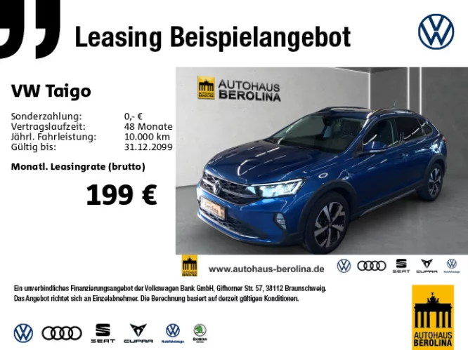 Details zum Fahrzeug: VW Taigo 1.0 TSI Life DSG *R-CAM*PDC*LED*SHZ*