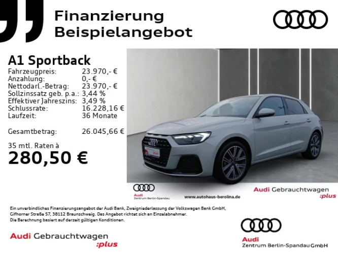 Details zum Fahrzeug: AUDI A1 Sportback 25 TFSI Adv. S tronic *LED*GRA*SHZ*