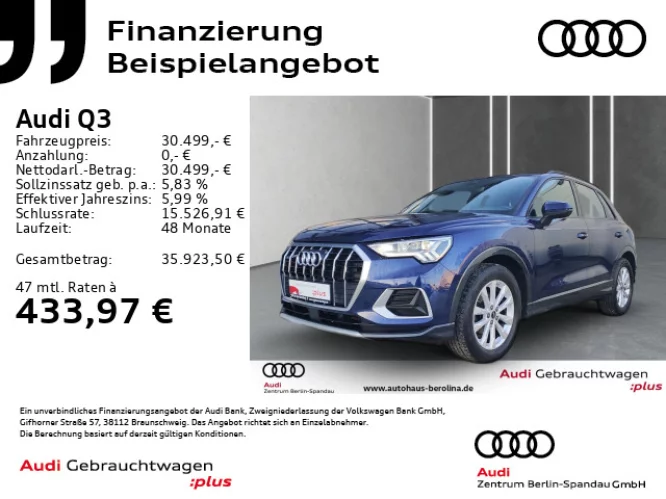 Details zum Fahrzeug: AUDI Q3 35 TDI qu. Adv. S tronic *AHK*NAV+*GRA*R-CAM*