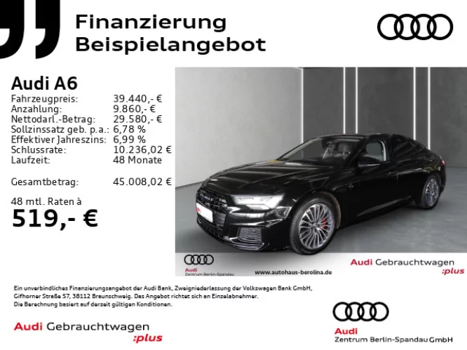 Details zum Fahrzeug: AUDI A6 Lim. 55 TFSIe S line qu. *PANO*HuD*B&O*360°*