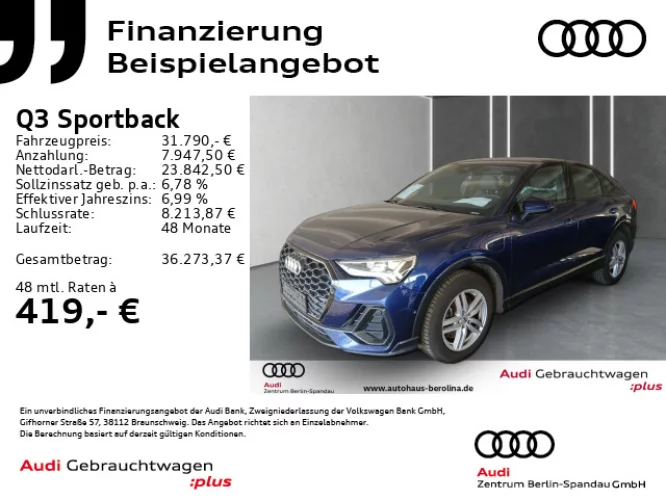 Details zum Fahrzeug: AUDI Q3 Sportback 45 TFSI e S line int. S tronic *ACC*