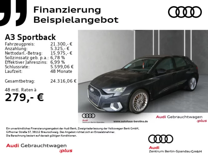 Details zum Fahrzeug: AUDI A3 Sportback 40 TFSI e Adv. S tronic *NAV+*SHZ*