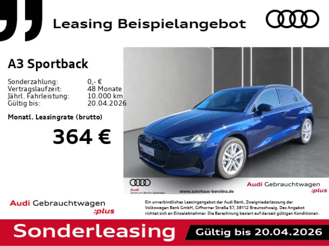 Details zum Fahrzeug: AUDI A3 Sportback 30 TFSI S tronic *NAV+*ACC*R-CAM*