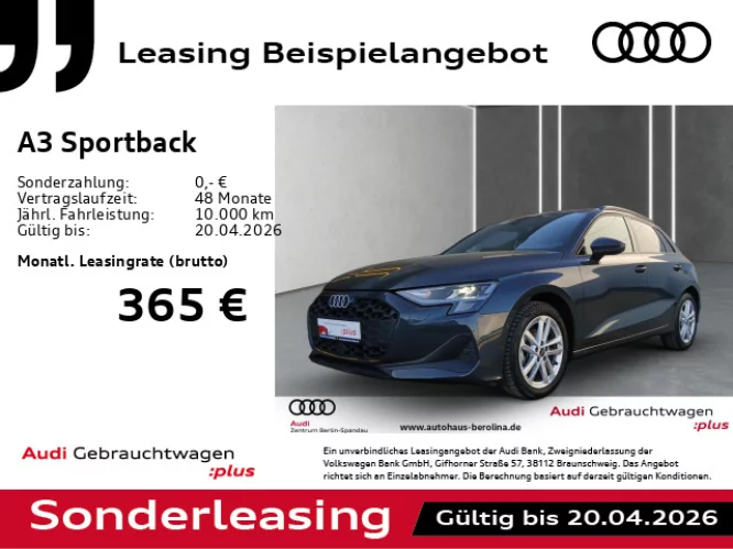 Details zum Fahrzeug: AUDI A3 Sportback 30 TFSI S tronic *NAV+*ACC*R-CAM*