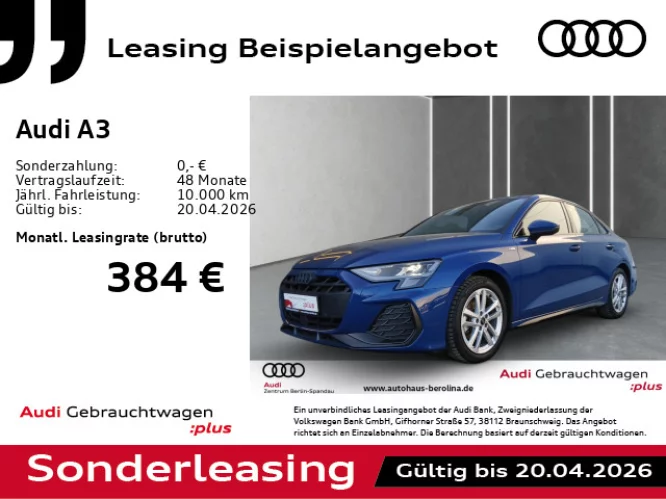 Details zum Fahrzeug: AUDI A3 Lim. 30 TFSI S line S tronic *NAV+*ACC*R-CAM*
