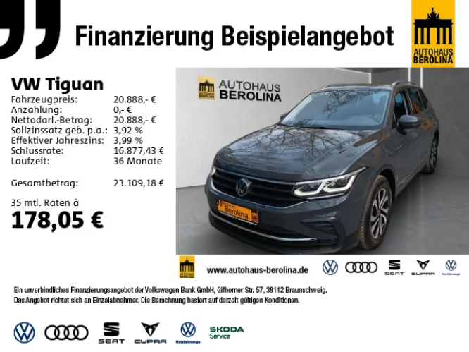 Details zum Fahrzeug: VW Tiguan 1.4 eHybrid Active DSG *IQ-MATRIX*AHK*