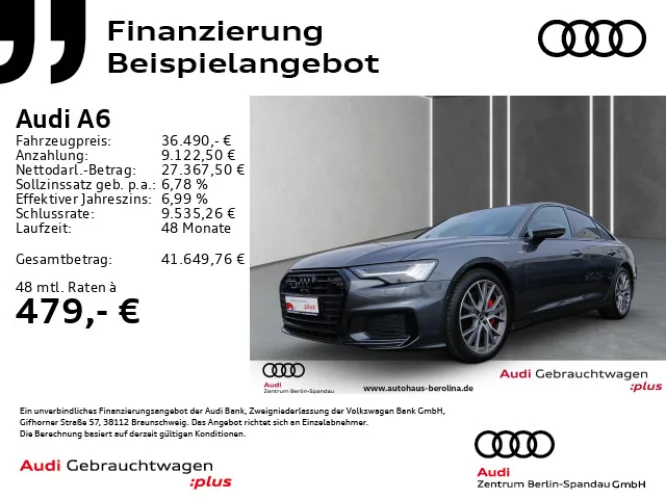Details zum Fahrzeug: AUDI A6 Lim. 55 TFSI e qu. S line S tronic *B&O*360°*