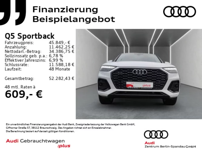 Details zum Fahrzeug: AUDI Q5 Sportback 50 TFSI e qu. S line S tronic *B&O*