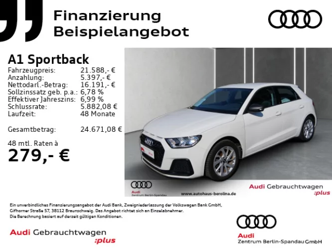Details zum Fahrzeug: AUDI A1 Sportback 25 TFSI Adv. *SHZ*Smartph.-int.*