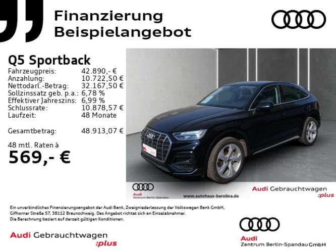 Details zum Fahrzeug: AUDI Q5 Sportback 40 TFSI qu. Adv. S tronic *NAV+*